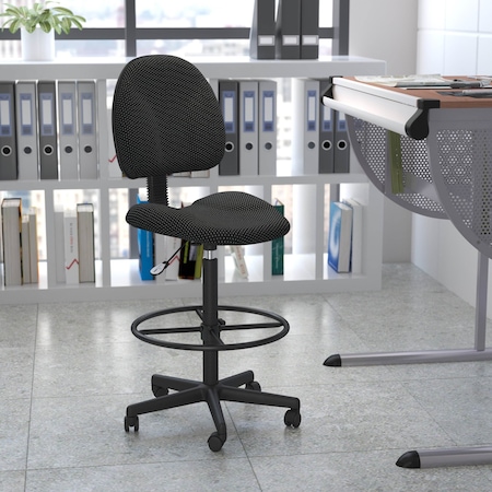 Contemporary Drafting Chair, 20" L 42-3/4" H, Fabric Seat