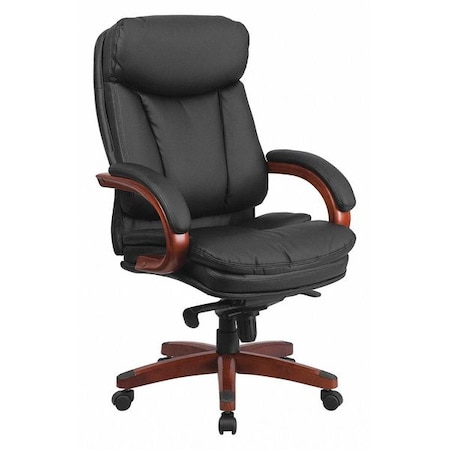 Contemporary Chair Black High Back Exec Chair, Fixed Arms, 20-3/4" to 23" Height, Metal, Black
