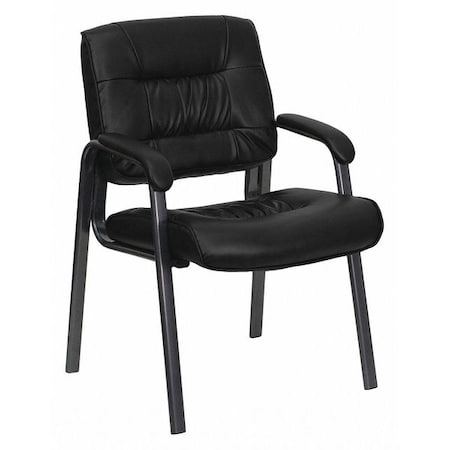 Contemporary Side Reception Chair, Black Back, 23-1/4 in W 26" L 36" H, Padded, Leather Seat