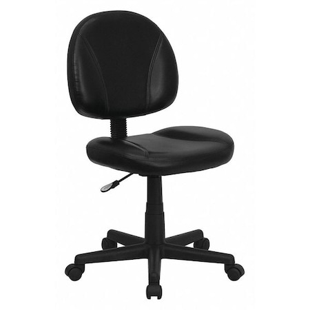 Leather Task Chair, 17-1/2" to 22-1/2", Loop Arms, Black
