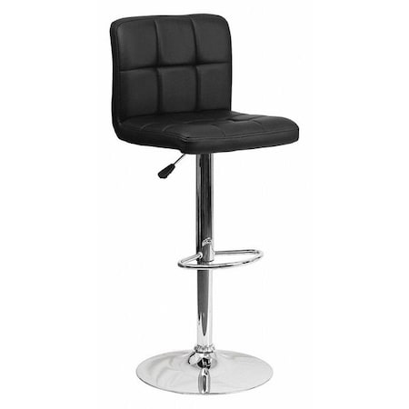 Black Quilted Vinyl Barstool, Adj Height, Weight Capacity: 330 lb.