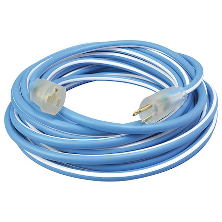 SJEOW Extension Cord, 12 AWG, Outdoor, 12/3, 1 Outlets, 5-15R, Blue/White, TPE, 5-15P, 100 ft