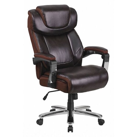 Contemporary Office Chair, Brown Back, 30 in W 33" L 52" H, Padded