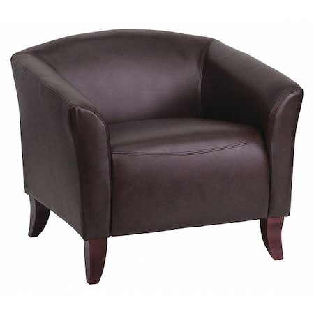 Hercules Imperial Chair, Brown Back, 33-1/2 in W 31" L 29" H, Sloping, Leather Seat
