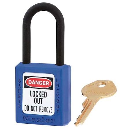 Lockout Padlock, Keyed Alike, Thermoplastic, Blue, 1 1/2 in Shackle Height, 1 1/2 in Body Width