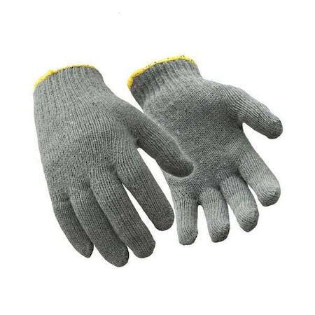 Cold Protection Glove Liners, Poly/Cotton Palm, Gray, L
