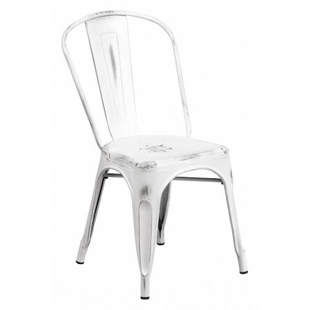 Contemporary Stackable Chair, White Back, 17-3/4 in W 20" L 33-1/2" H