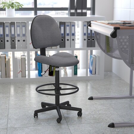 Contemporary Drafting Chair, 20" L 42-3/4" H, Fabric Seat