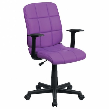 Vinyl Contemporary Chair, 16-3/4" to 21-3/4, Fixed Arms, Purple