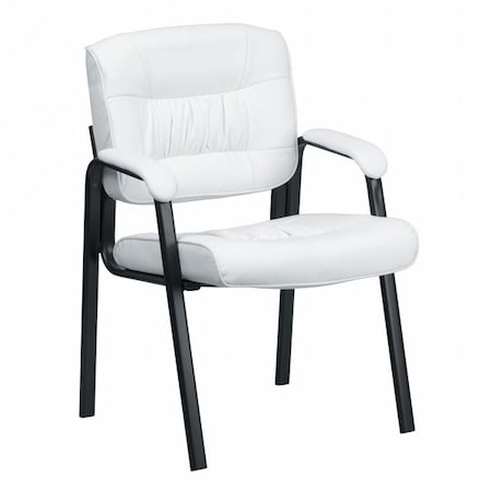 Contemporary Side Reception Chair, White Back, 23-1/4 in W 26" L 36" H, Padded, Leather Seat