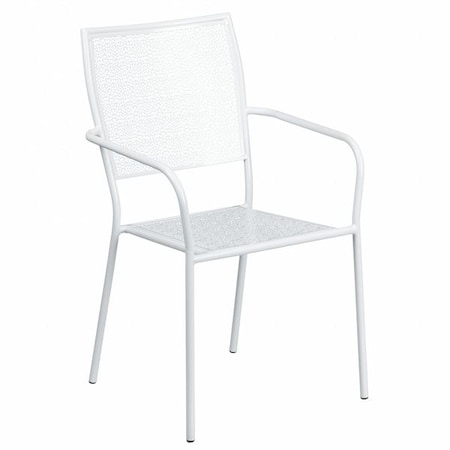 White Steel Patio Arm Chair with Square Back