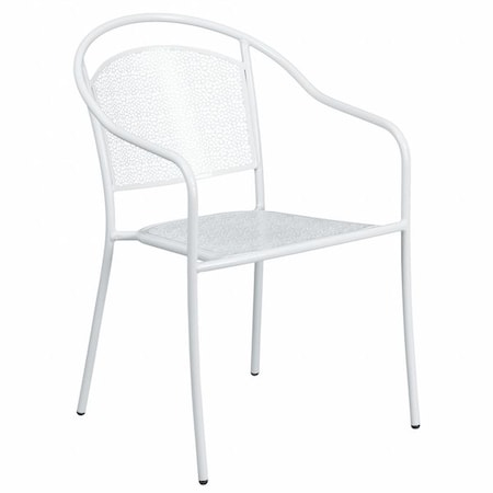 White Steel Patio Arm Chair with Round Back