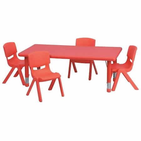 Rectangle Table Set, Plastic, Steel, Red