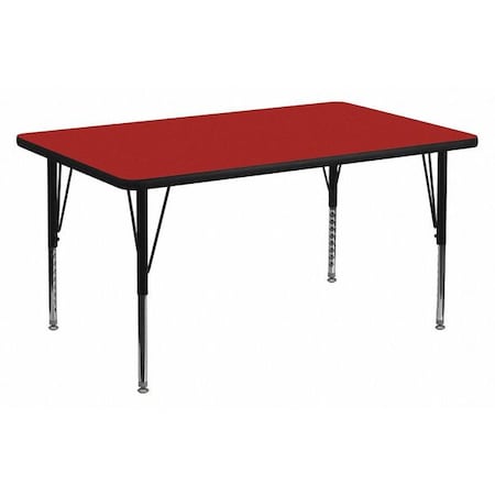 Rectangle Activity Table, 30" W, 48" L, 25.125" H, Laminate, Red