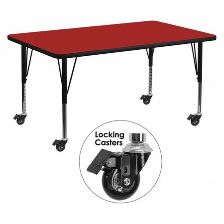 Rectangle Activity Table, 30" W, 60" L, 25.37" H, Laminate, Red