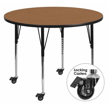 Round Activity Table, 48" W, 48" L, 30.37" H, Laminate, Wood Grain