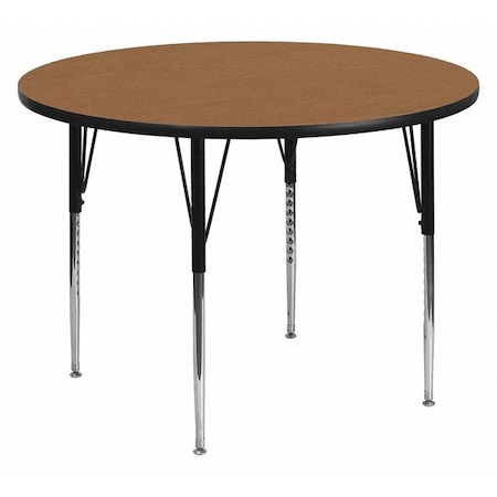 Round Activity Table, Chrome, Laminate, Particleboard, Steel, Wood Grain