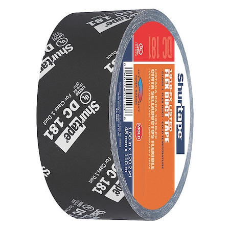 Duct Tape, Black, 120-1/4 yd L, 1-7/8 in W