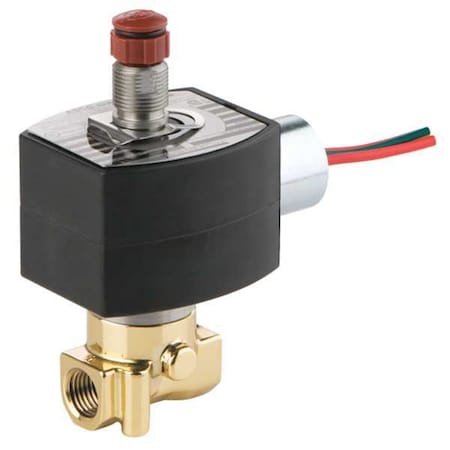 Solenoid Valve, 3-Way, 2-Position, Configurable, 1/4 in Pipe Size, 24V DC, Moderate Flow, Brass