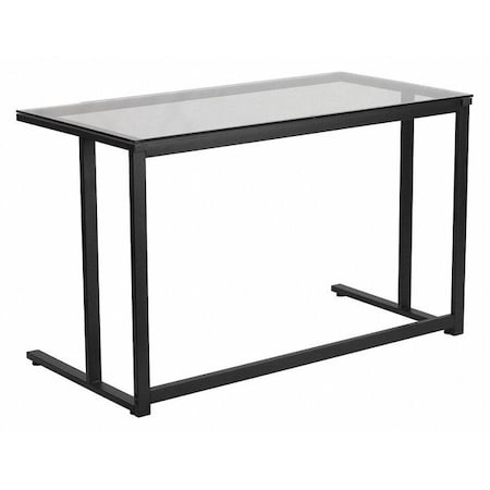 Glass Desk Glass Top Desk w/Black Pedestal Frame, 23-1/2" D X 29-1/4" H, 47-1/4" W X Glass