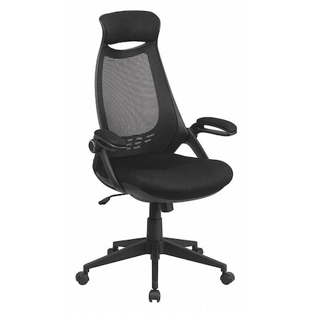 Contemporary Chair High Back Exec Mesh Chair,Black, Adjustable Arms, 18-1/2" to 21" Height, Mesh