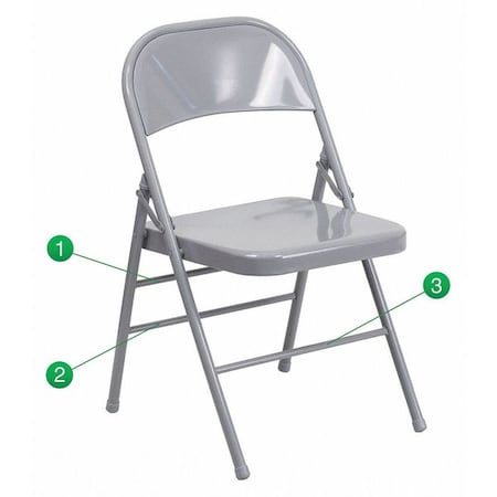 Folding Chair,Metal,Gray