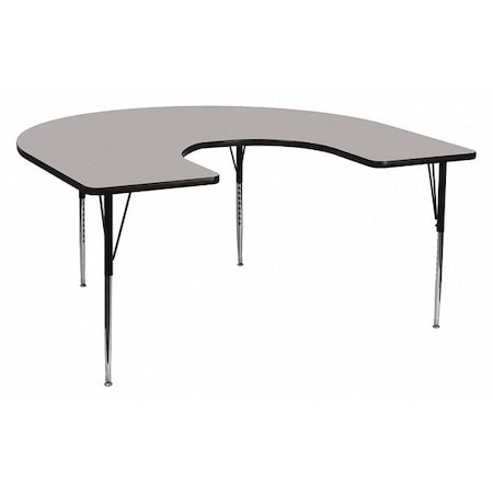 Horseshoe Activity Table, Chrome, Laminate, Particleboard, Steel, Grey