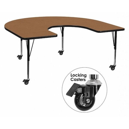 Horseshoe Activity Table, Laminate, Wood Grain