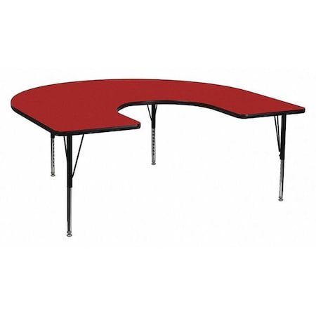 Horseshoe Activity Table, 60" W, 66" L, 25.125" H, Laminate, Red
