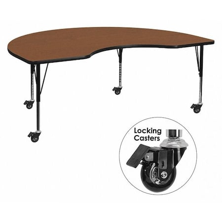 Kidney Activity Table, 48" W, 72" L, 25.5" H, Laminate, Wood Grain