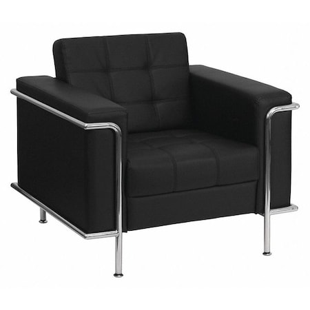 Hercules Lesley Chair, Black Back, 36-3/4 in W 33" L 32-1/2" H, Straight, Leather Seat