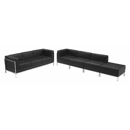 HERCULES Imagination Series Black LeatherSoft Sofa & Lounge Chair Set with Ganging Clips, 5 Pieces