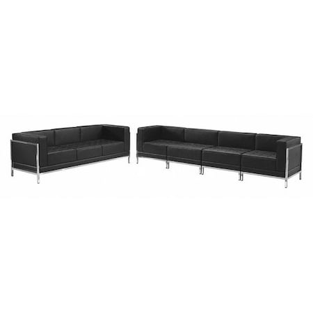 HERCULES Imagination Series Black LeatherSoft Sofa Set with Ganging Clips, 5 Pieces