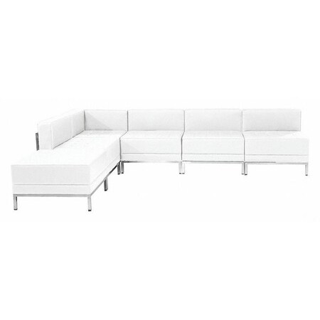 6 pcs. Living Room Set, 28-1/2", 84-1/2" x 27-1/2", Upholstery Color: White