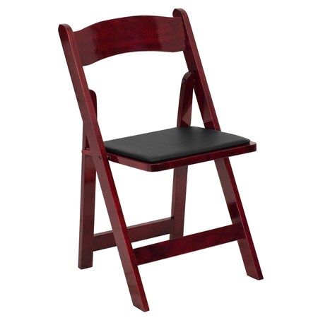 Folding Chair,Mahogany w/Padded Seat