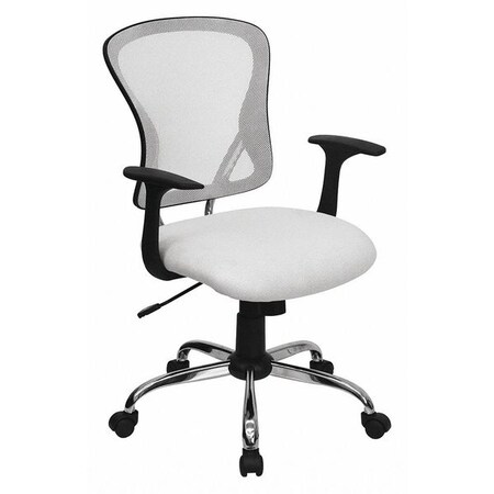 Task Chair, 18" to 22", Fixed Arms, White
