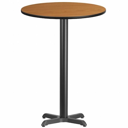 Round Natural Laminate Table, 30" W, 30" L, 43.125" H, Laminate Top, Wood Grain