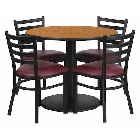 Round Natural Laminate Table, 36" W, 36" L, 30" H, Laminate Top, Wood Grain
