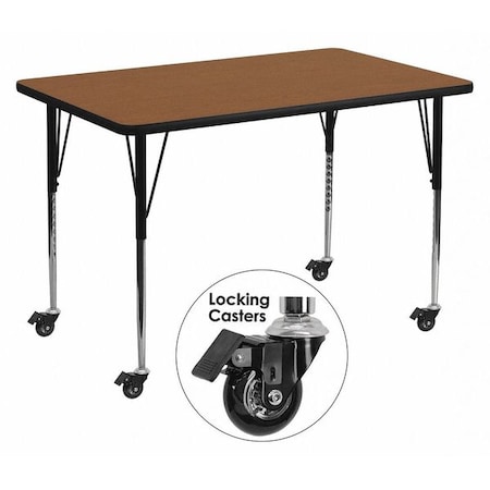 Rectangle Activity Table, 36" W, 72" L, 30.5" H, Laminate, Wood Grain
