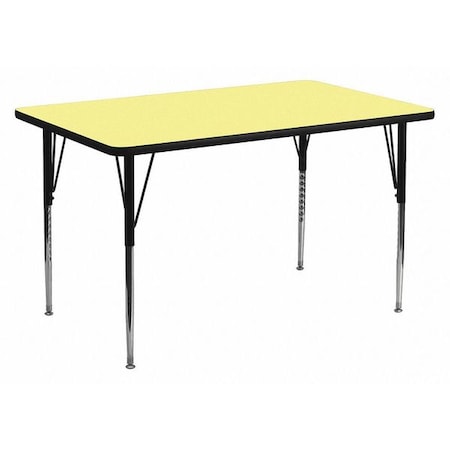 Rectangle Activity Table, 24 W, 48 L, 30.125 H, Chrome, Laminate, Particleboard, Steel, Yellow
