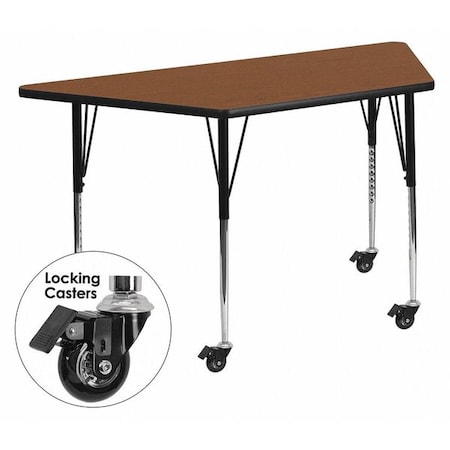 Trapezoid Activity Table, Chrome, Laminate, Particleboard, Steel, Wood Grain