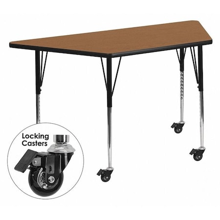 Trapezoid Activity Table, Chrome, Laminate, Particleboard, Steel, Wood Grain
