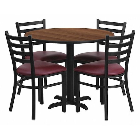 Round Table Set, Laminate Top, Wood Grain