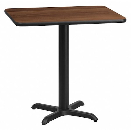 Rectangle Walnut Table,Rectangle w/X-Base,24"x30", Laminate Top, Wood Grain