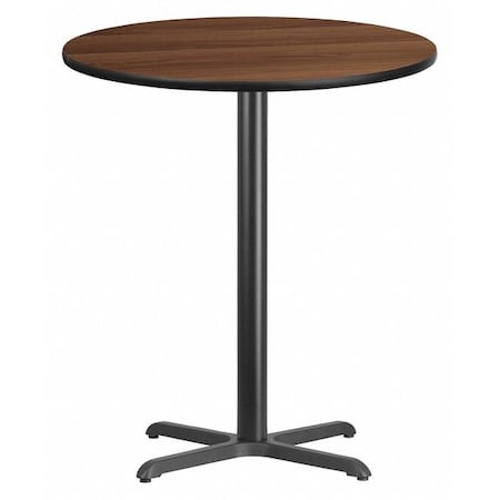 Round Walnut Table Top,Round w/X-Base,36", Laminate Top, Wood Grain