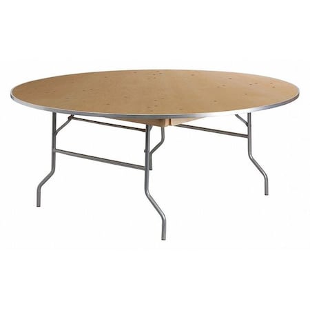 Round Folding Table, Birchwood, Steel Top, Natural