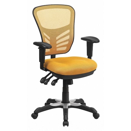 Contemporary Chair Mid-Back Exectv Chair w/Adj. Arms,Yl/Org, Adjustable Arms, 18" to 23" Height