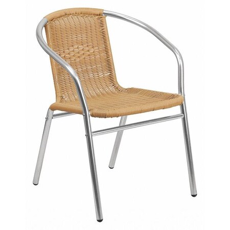 Contemporary Restaurant Stack Chair, Aluminum and Beige Seat, Tan Back, 21.75 W 22" L 29 H