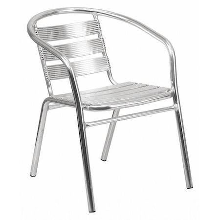 Contemporary Restaurant Stack Chair, Aluminum Seat, Gray Back, 22 W 24" L 29 H, Integrated
