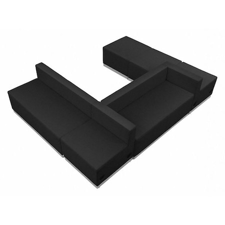 6 pcs. Living Room Set, 25-1/4" to 77" x 27", Upholstery Color: Black